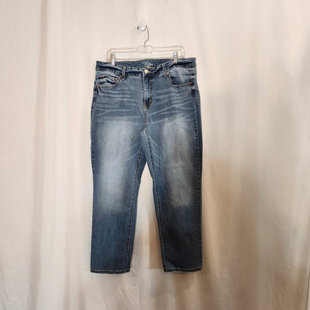 TIME & TRU‎ Blue Medium Wash Straight Leg Jeans Stretch Comfort Casual Womens 16